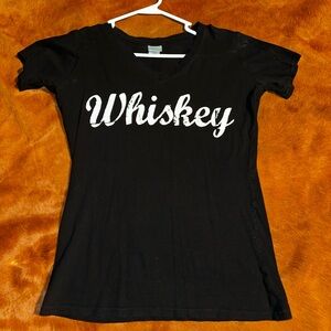 Black Graphic Women's V Neck Top